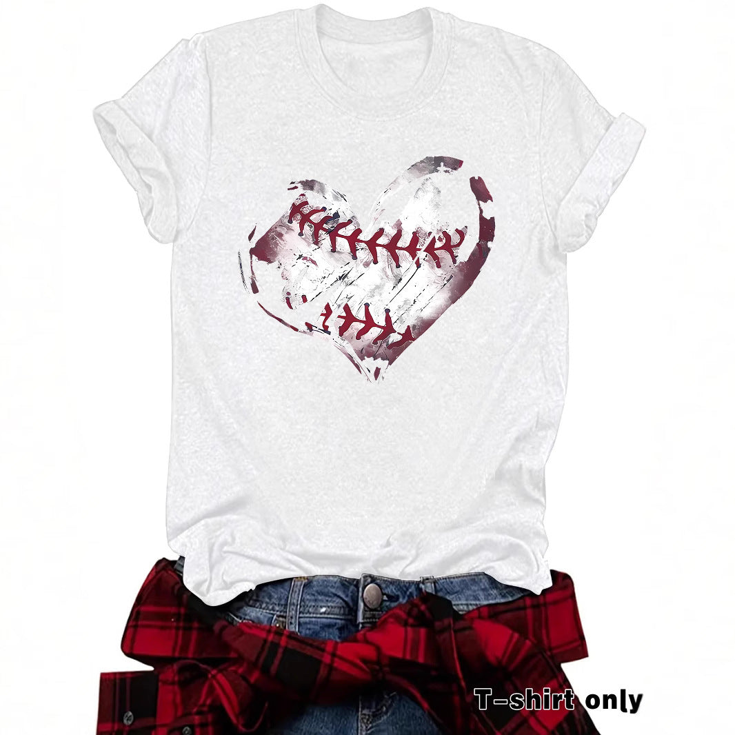 Short sleeved heart printed short sleeved shirt
