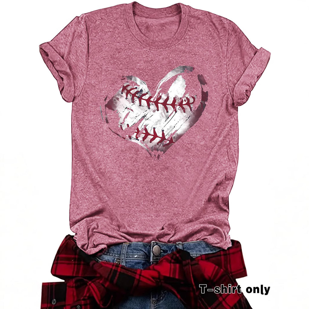 Short sleeved heart printed short sleeved shirt
