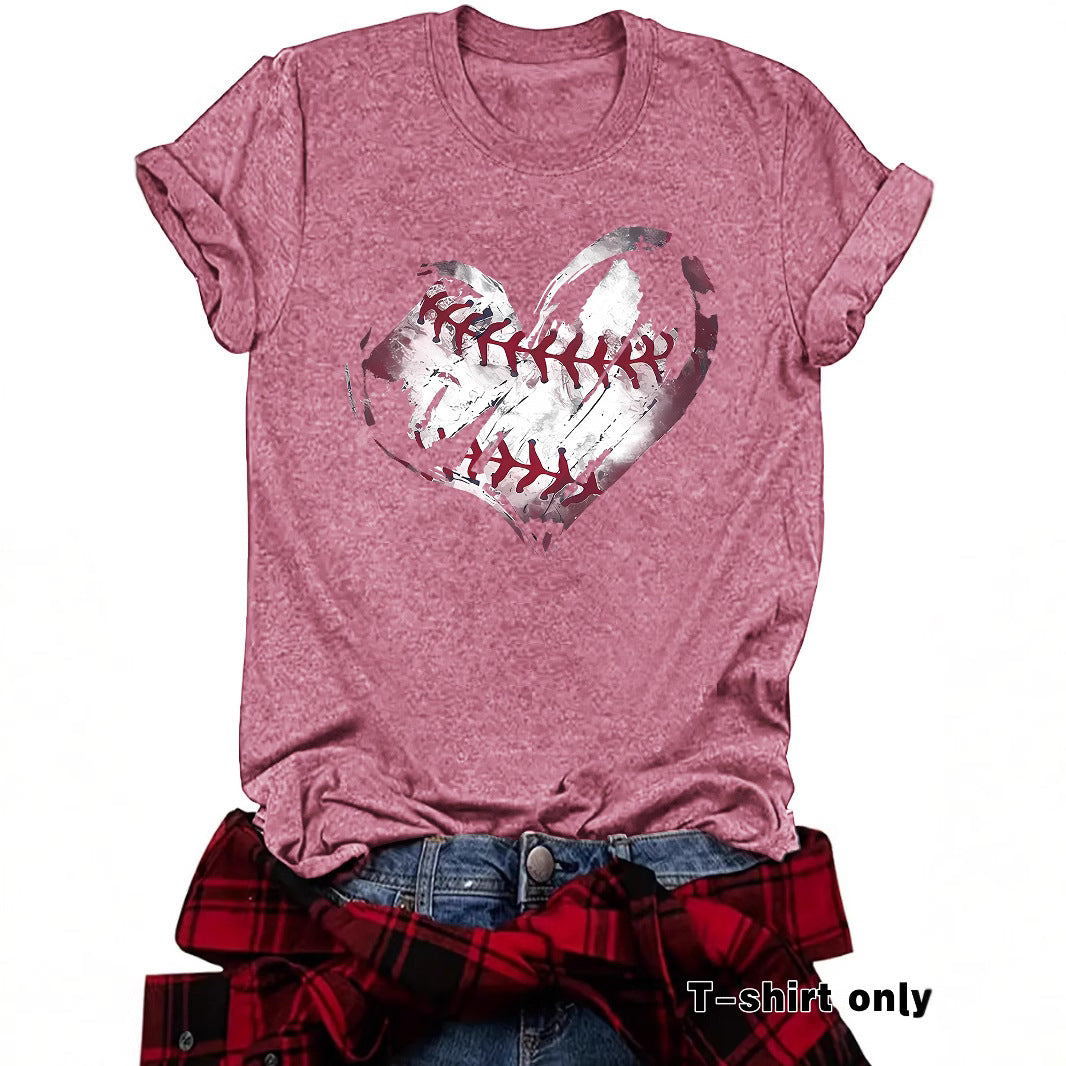 Short sleeved heart printed short sleeved shirt