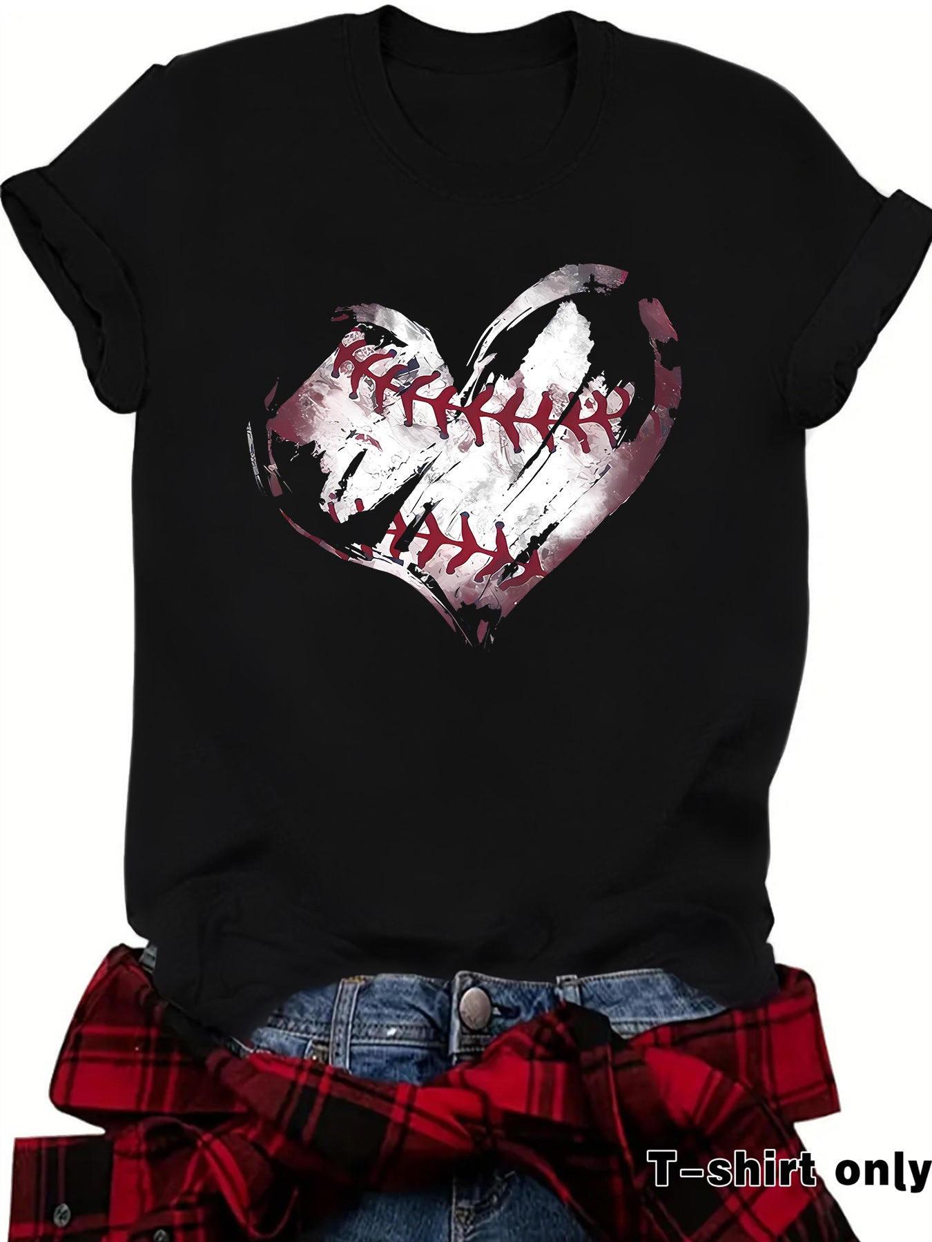Short sleeved heart printed short sleeved shirt