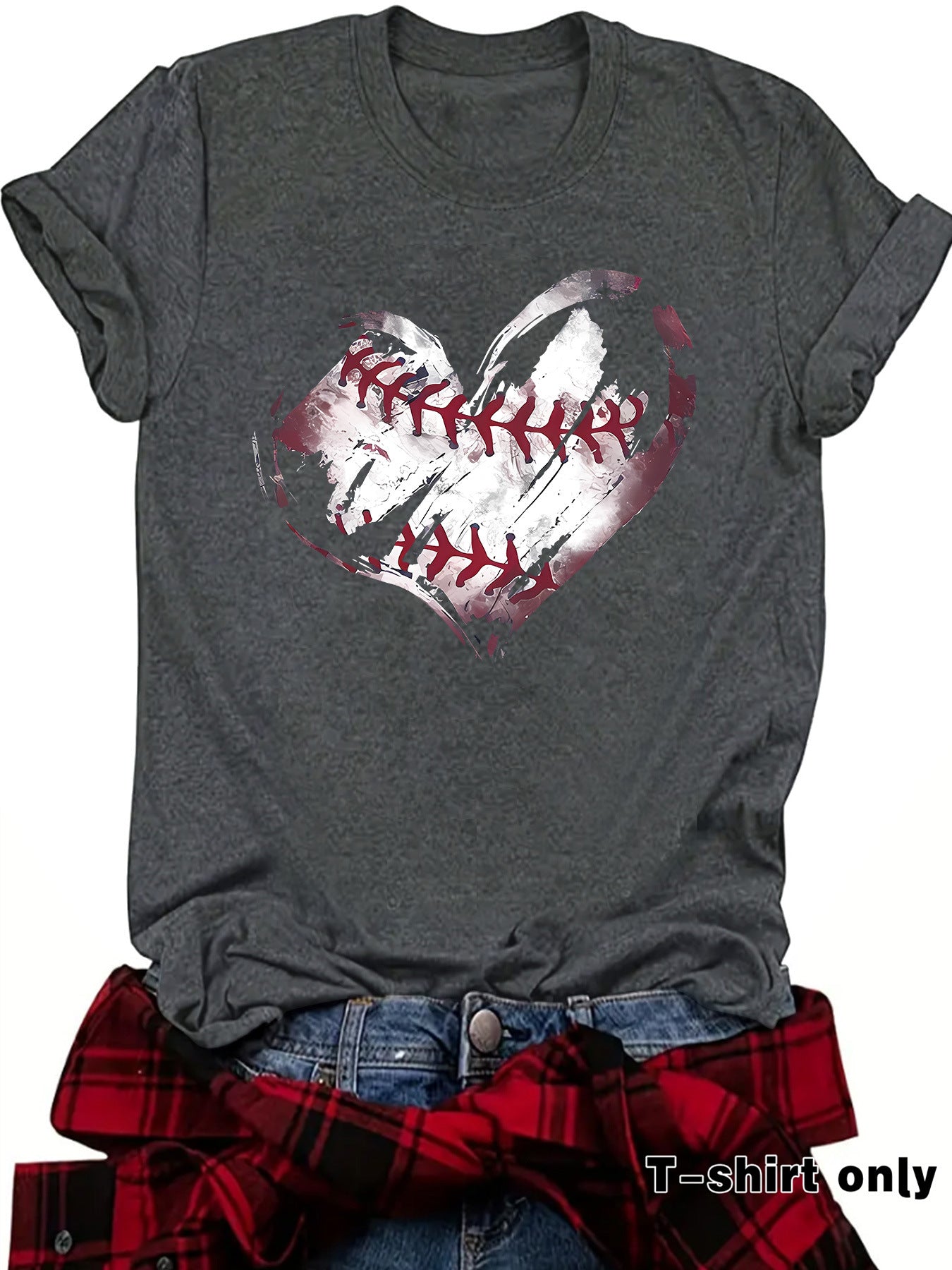 Short sleeved heart printed short sleeved shirt