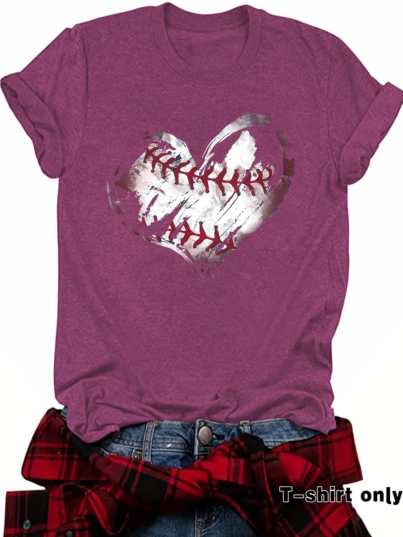 Short sleeved heart printed short sleeved shirt