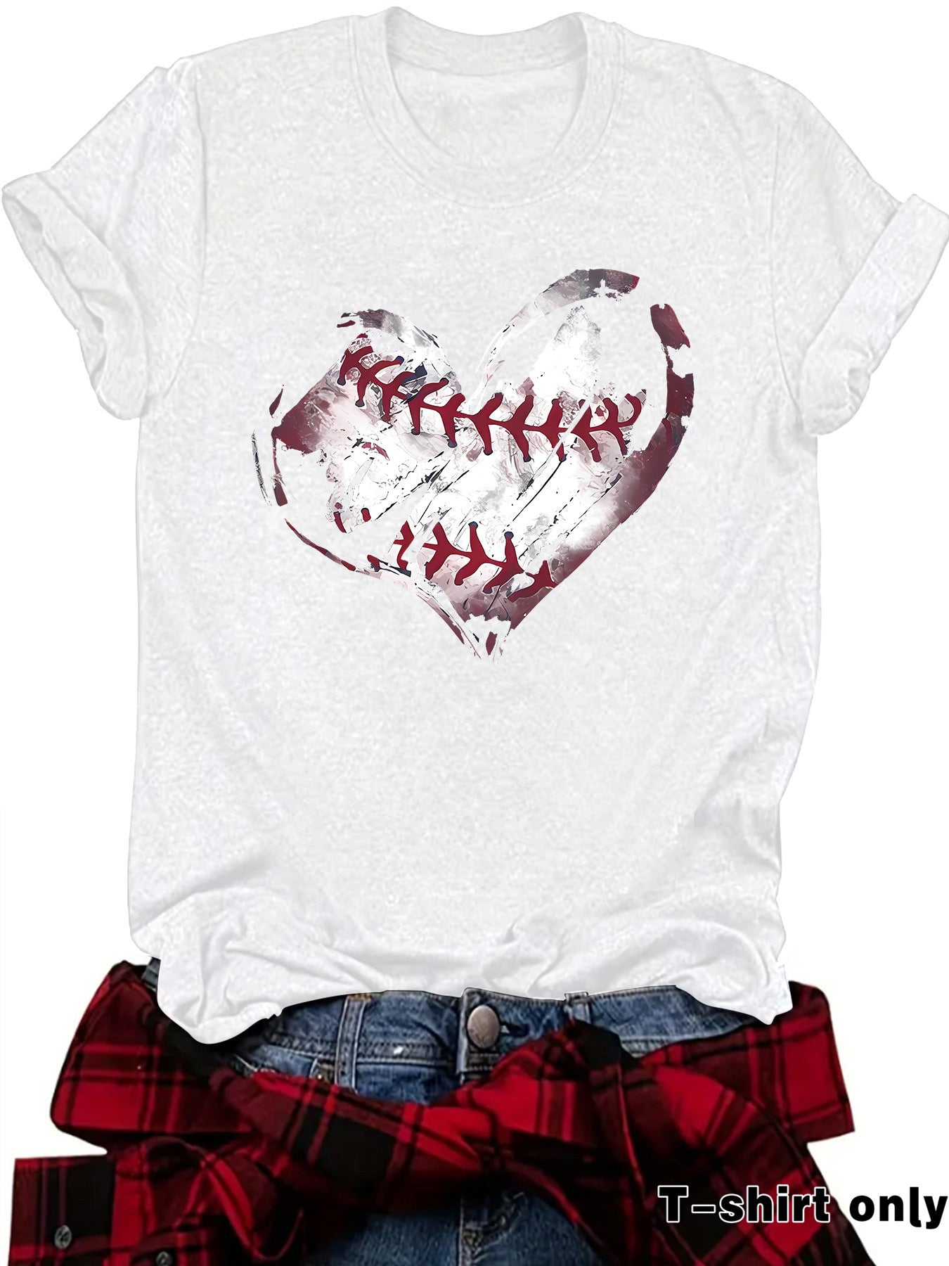 Short sleeved heart printed short sleeved shirt