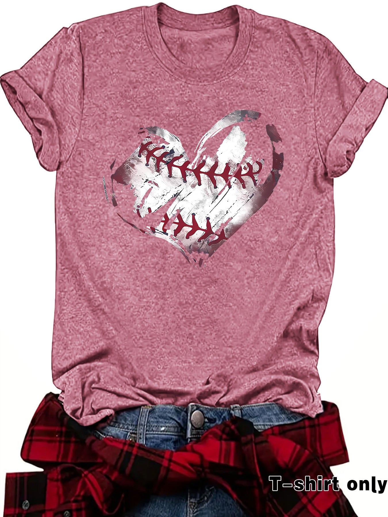 Short sleeved heart printed short sleeved shirt